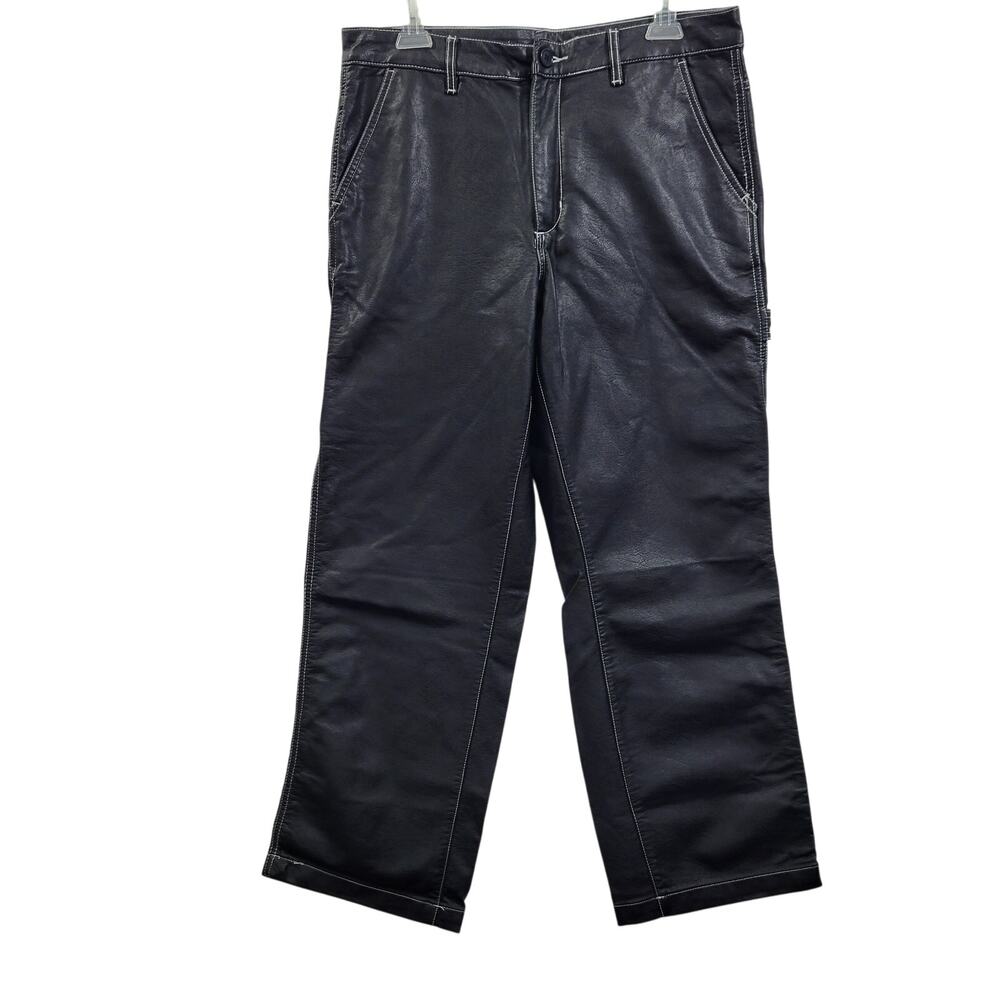 BDG Urban Outfitter Women Black Faux Leather High Rise Carpenter Pants Size 29